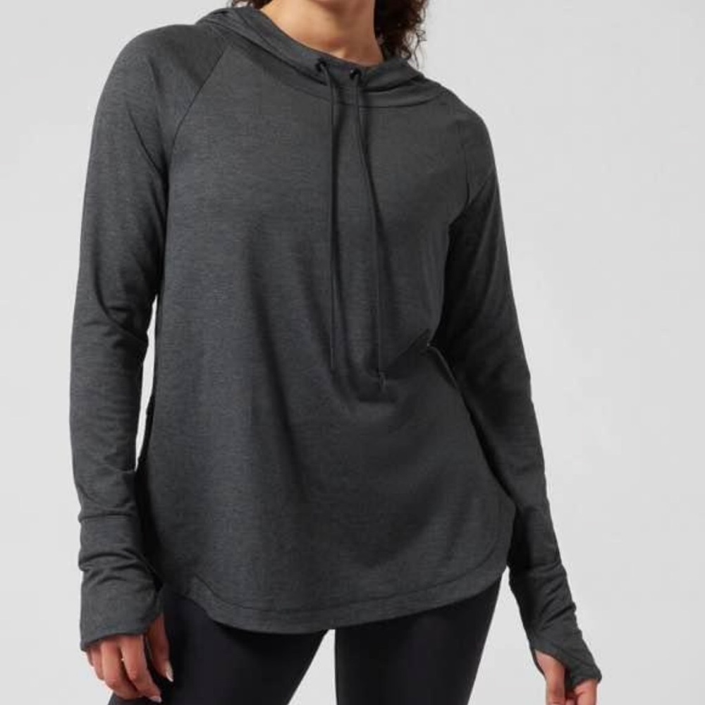 Athleta Brushed Charcoal Gray Athleisure Uptempo Elevate Hoodie Sweatshirt XS